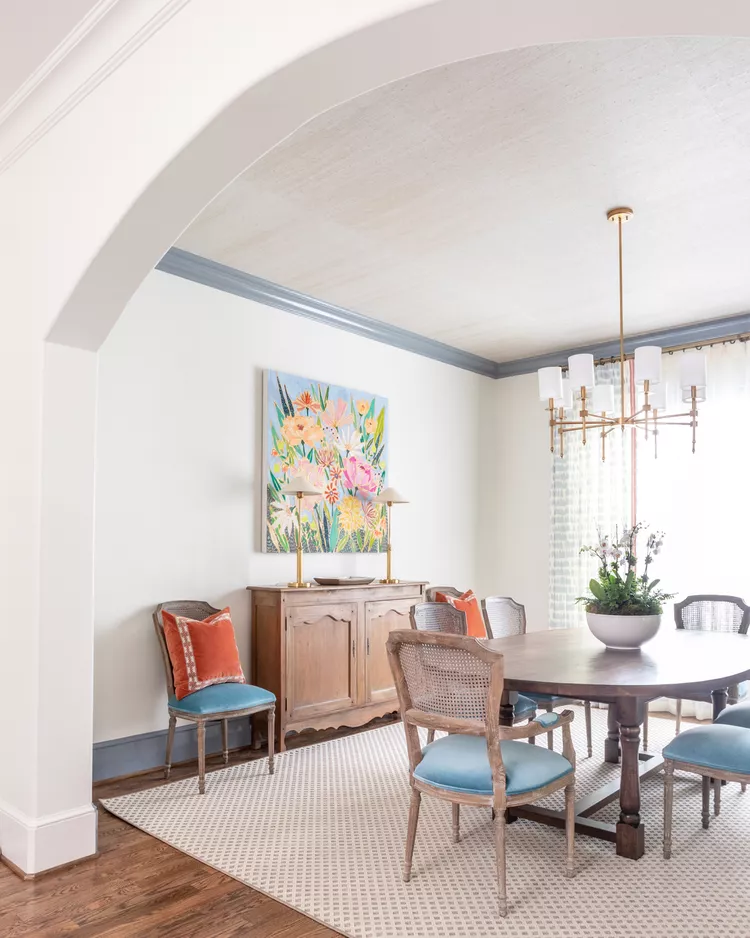 Grasscloth Wallpapered Ceiling