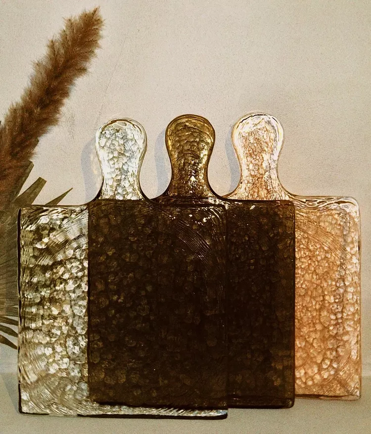 The Oma Shop Handblown Hammered Glass Serving Tray