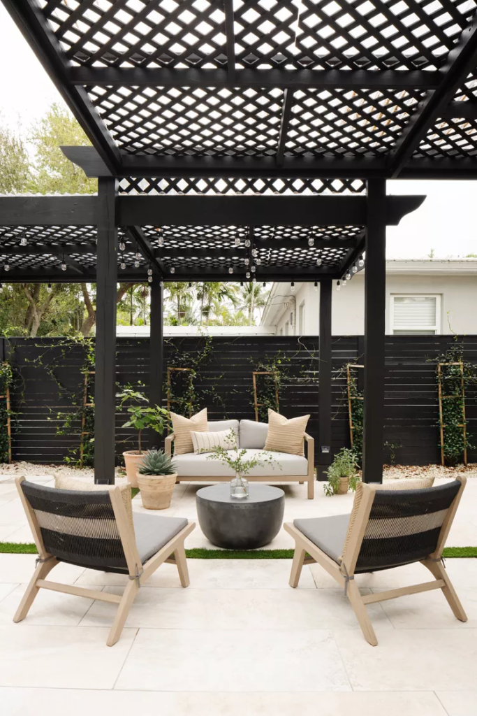 Black Pergola and Fencing