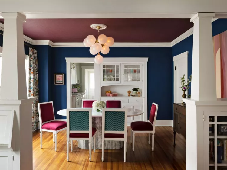 Textural Wallpapered Ceiling