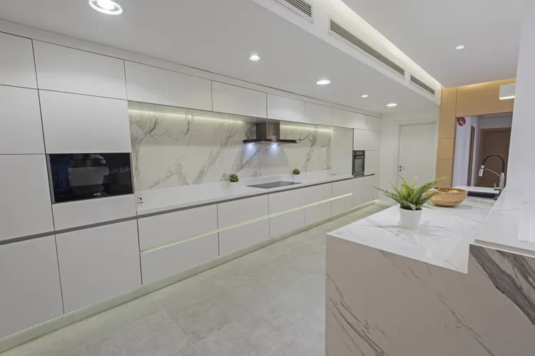 All-White Marble Kitchens